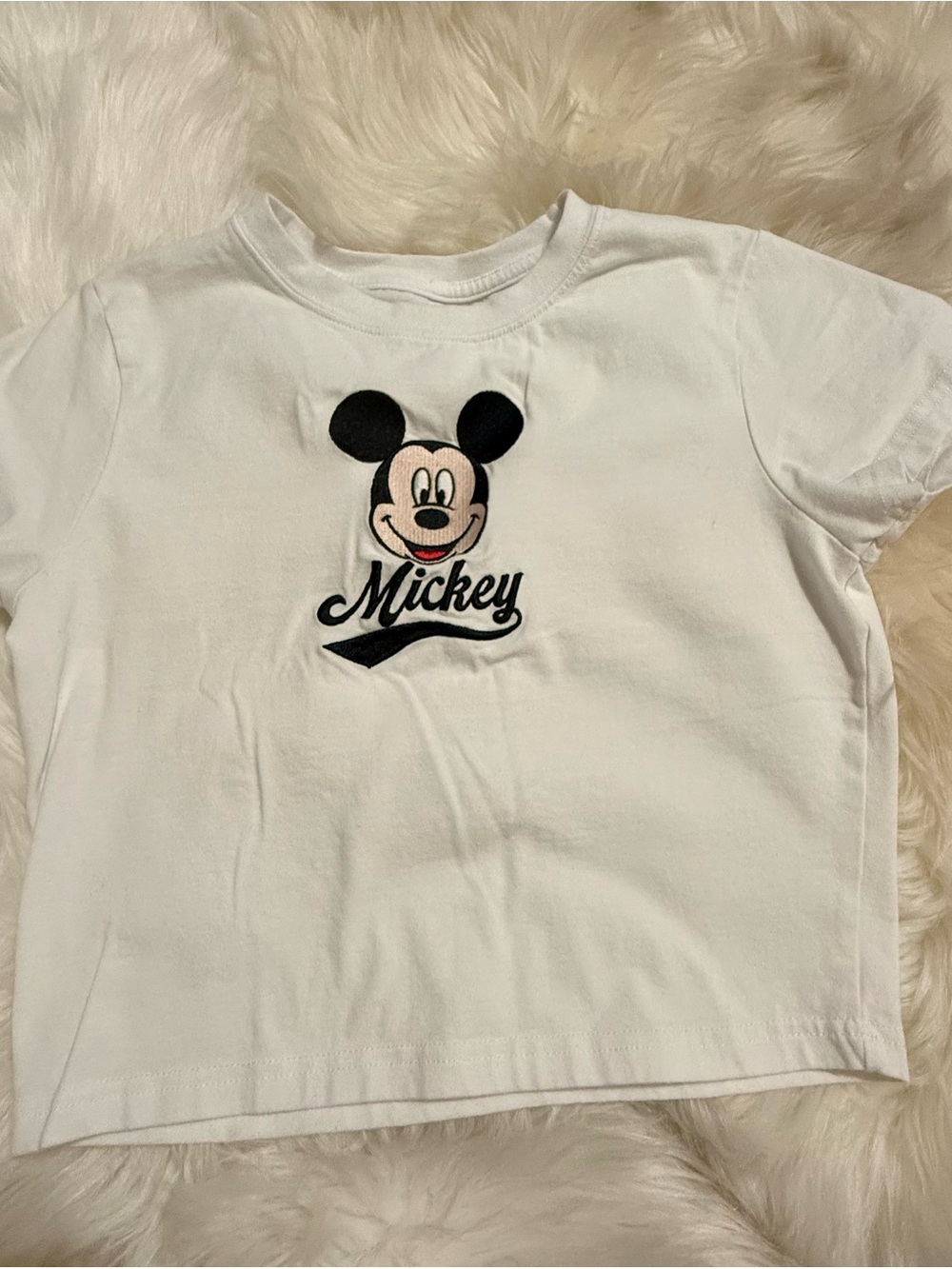 Disney White Kids Tee with Mickey Face Graphic